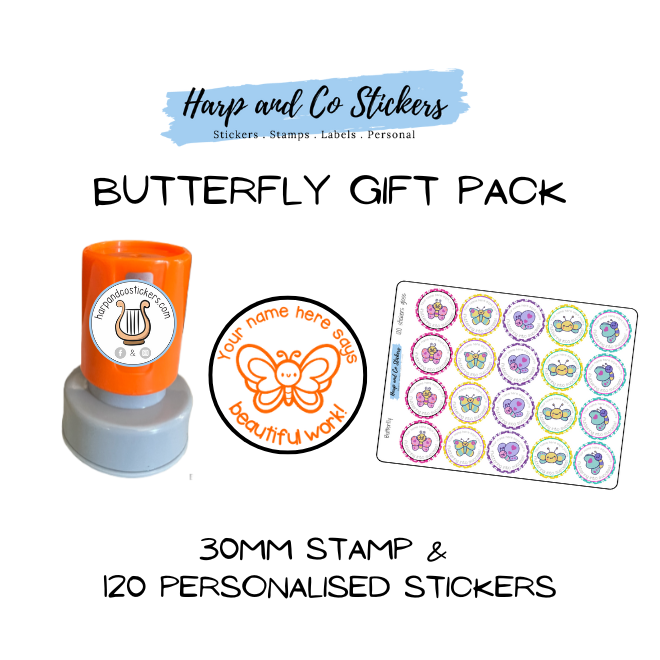 Gift Pack 30mm Stamp + 120 Stickers - Butterfly