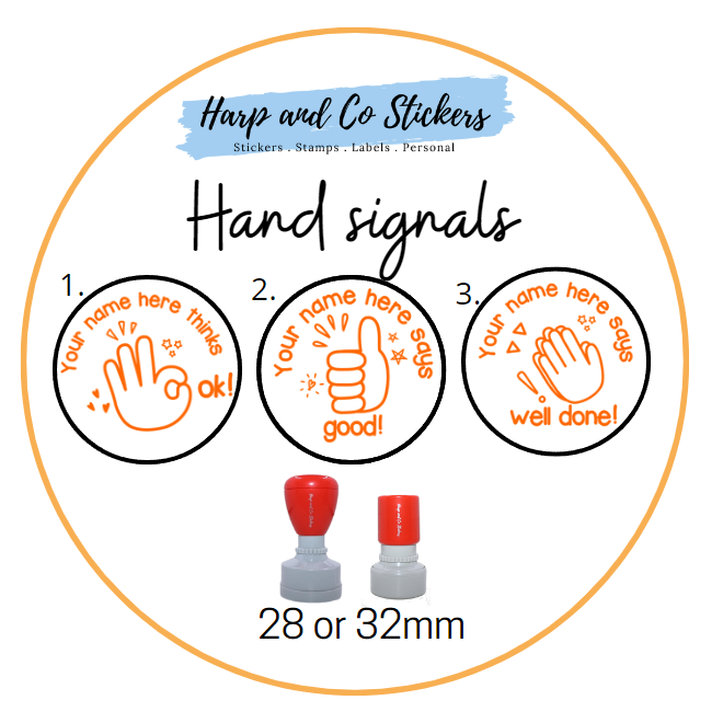 28 or 32mm Personalised Stamp Bundle - 3 Hand Signals