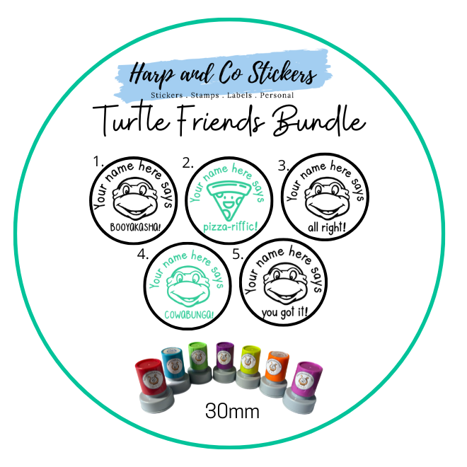5 Turtle and Friends Stamp Bundle