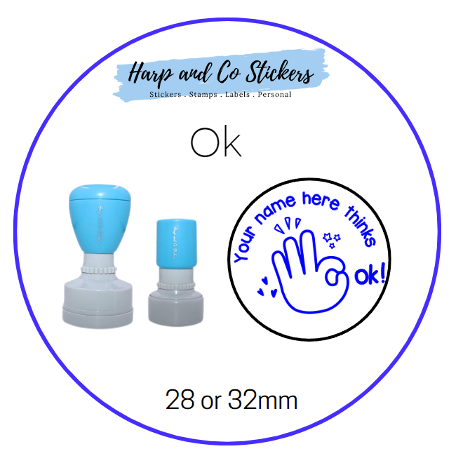 28 or 32mm Personalised Merit Stamp - Ok