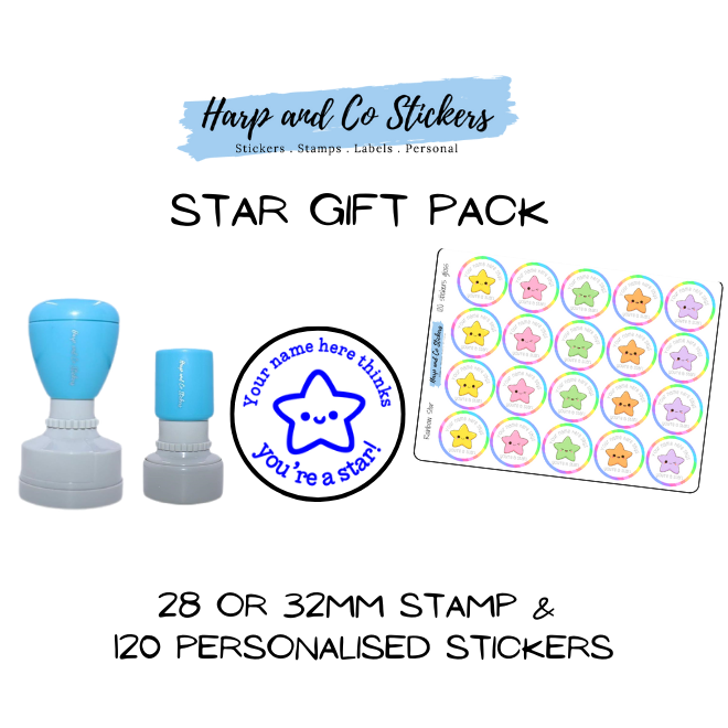 Gift Pack 28 or 32mm Stamp + 120 Stickers - Star