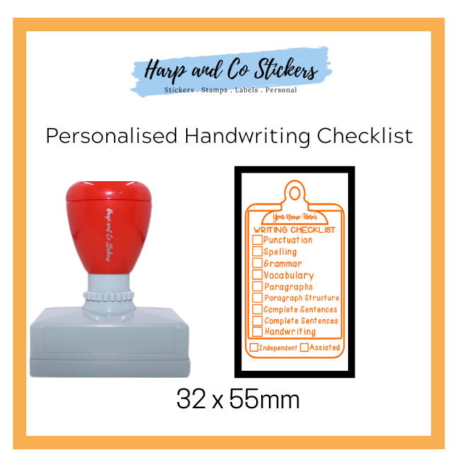 Personalised Rectangle 32 x 55mm stamp - Writing Checklist