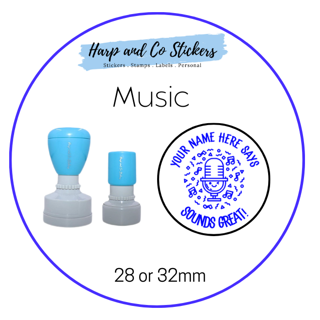 28 or 32mm Personalised Merit Stamp - Music