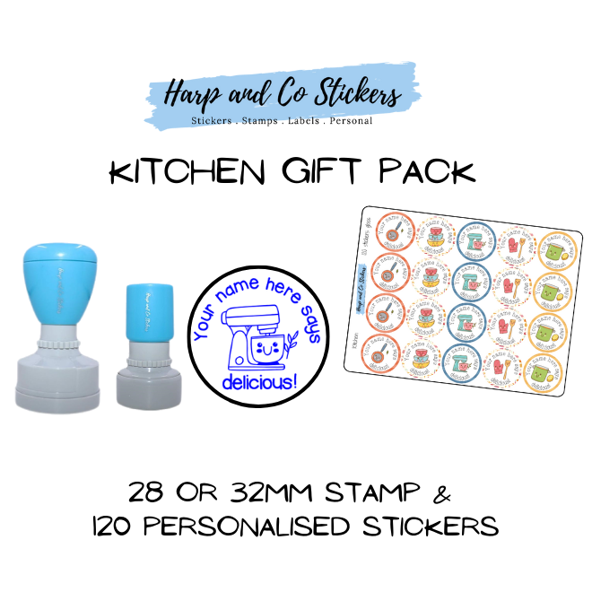 Gift Pack 28 or 32mm Stamp + 120 Stickers - Kitchen