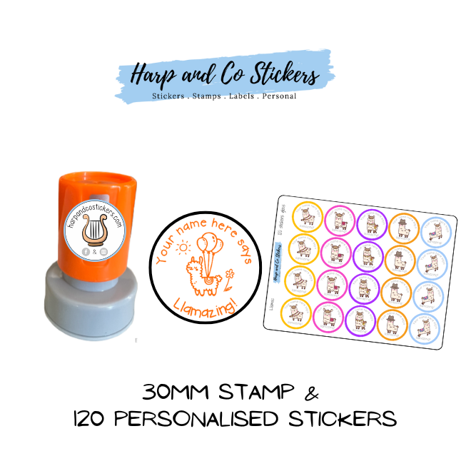 Gift Pack 30mm Stamp + 120 Stickers - Llama