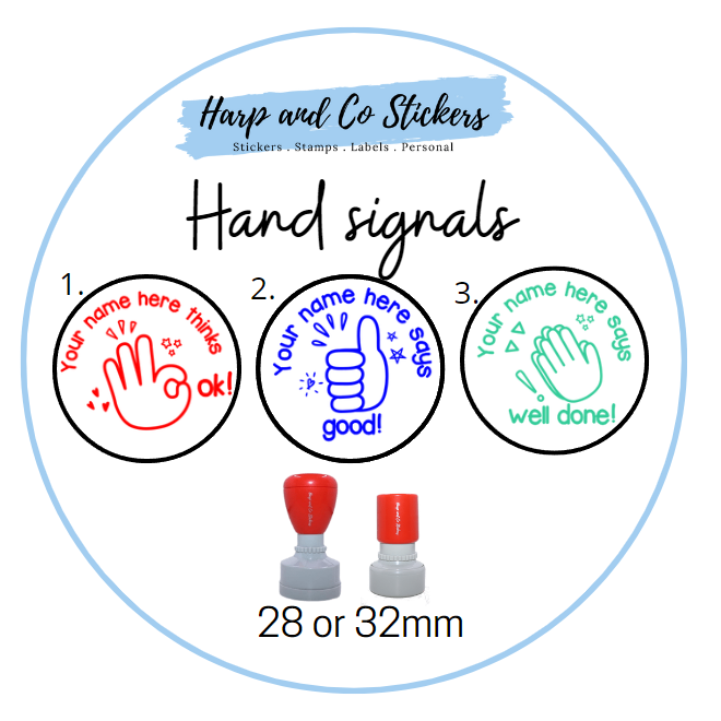 28 or 32mm Personalised Stamp Bundle - 3 Hand Signals
