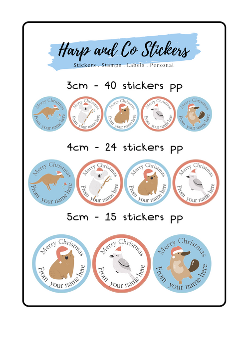 Personalised stickers - Australian Christmas