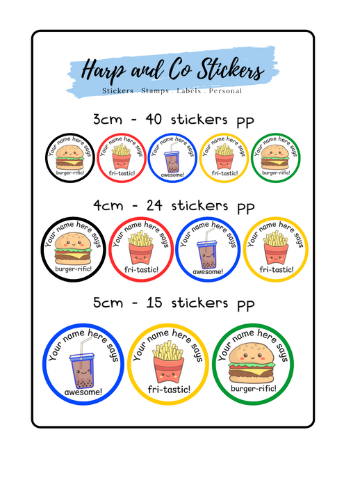 Personalised stickers - Burger and Fries