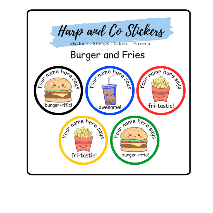 Personalised stickers - Burger and Fries