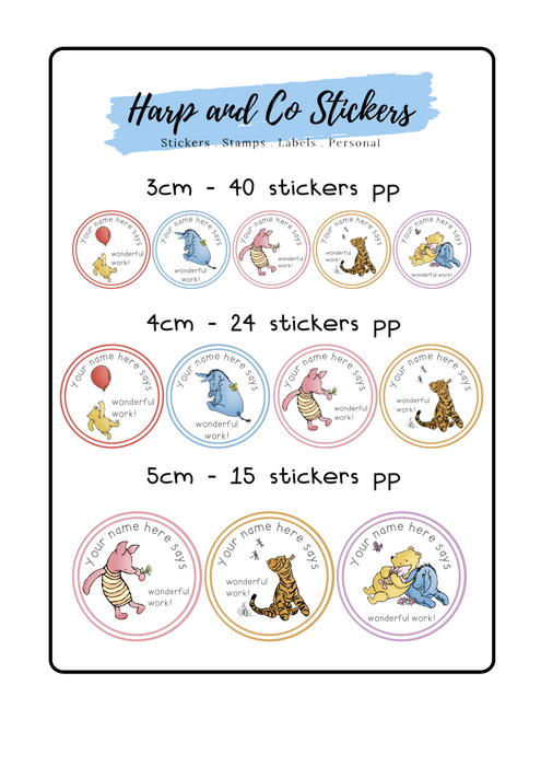 Personalised stickers - Classic Pooh