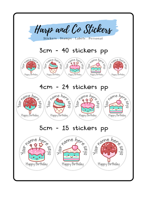 Personalised stickers - Cute Birthday