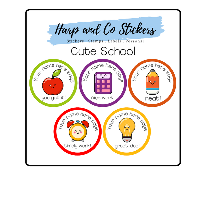 Personalised stickers - Cute School