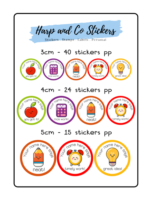 Personalised stickers - Cute School