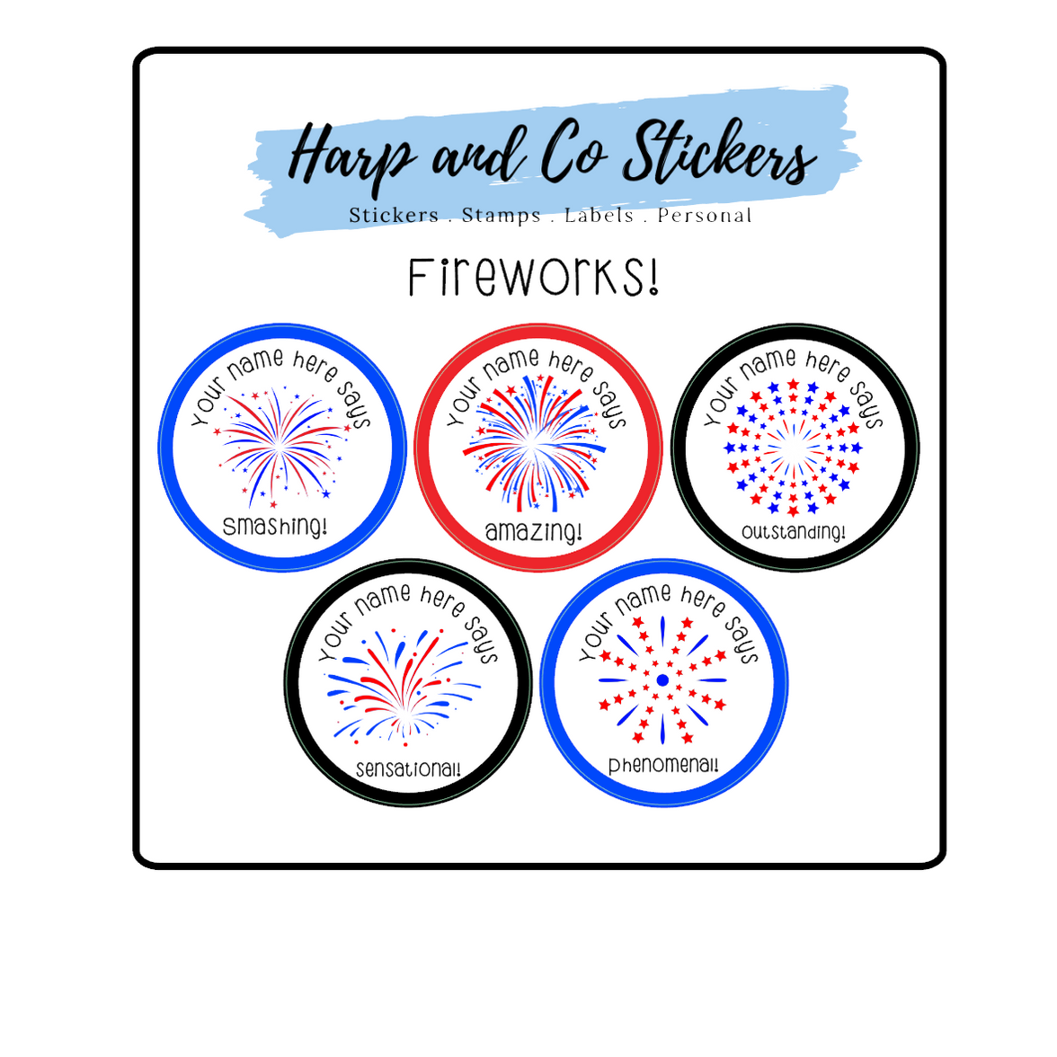Fireworks — Harp & Co Stickers