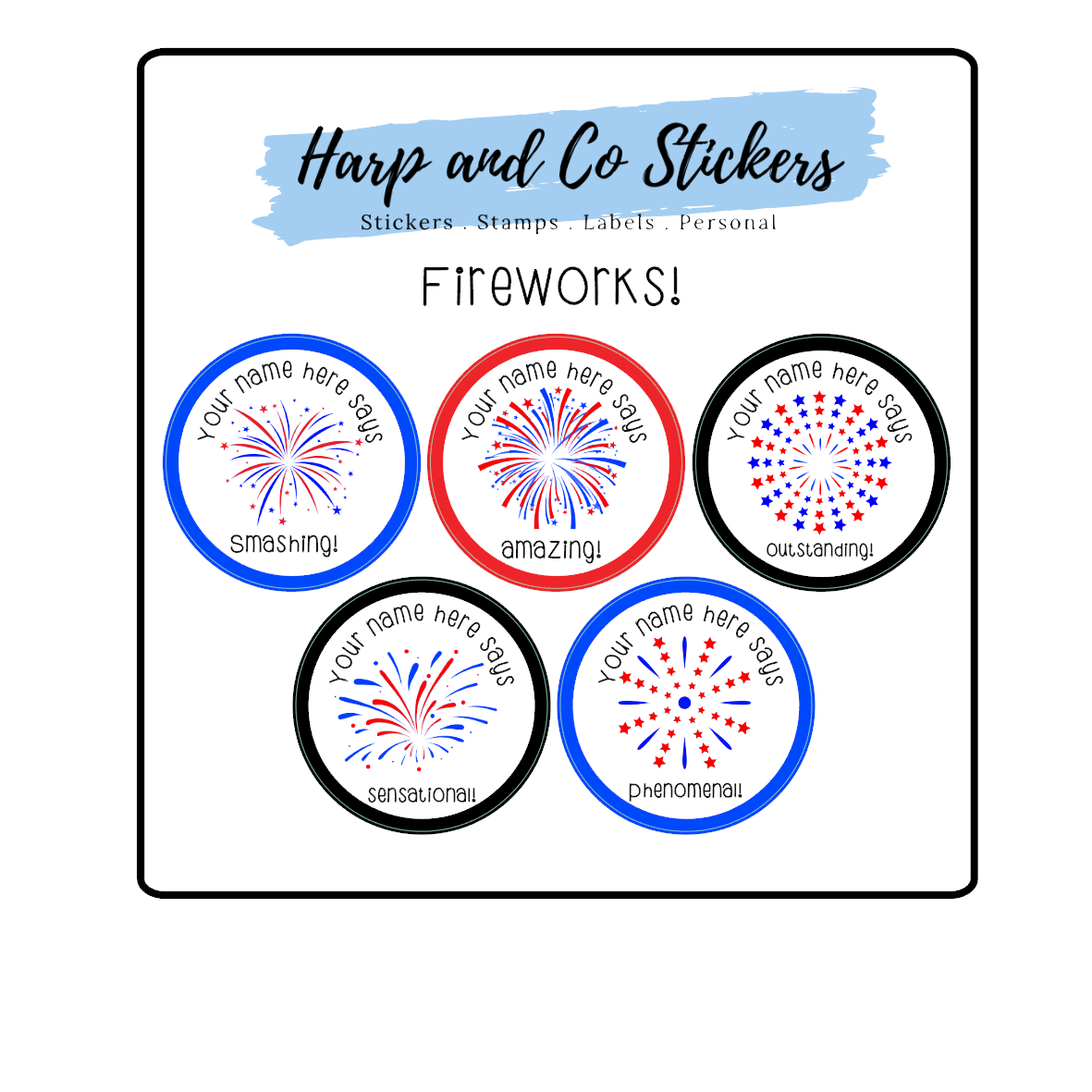 Fireworks — Harp & Co Stickers