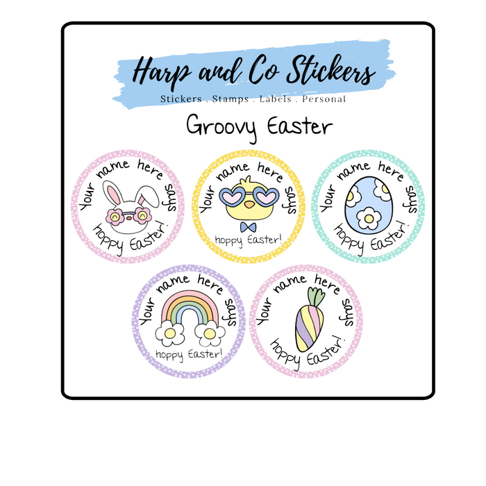 Personalised stickers - Groovy Easter