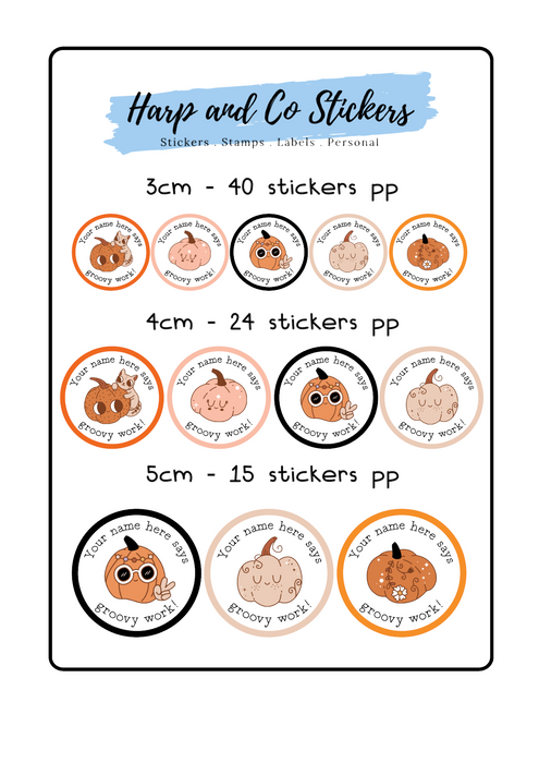Personalised stickers - Groovy Pumpkins