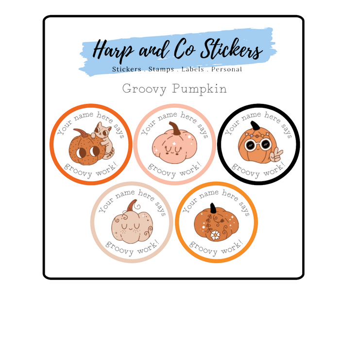 Personalised stickers - Groovy Pumpkins