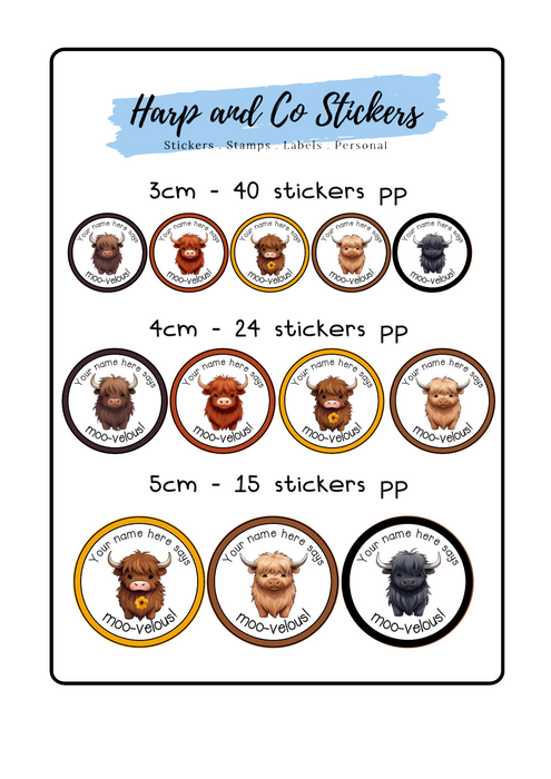 Personalised stickers - Highland Cow