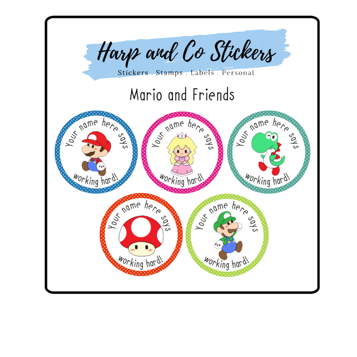 Personalised stickers - Mario and Friends