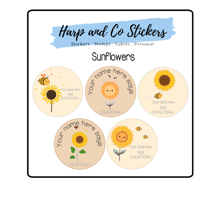 Personalised stickers - Sunflowers