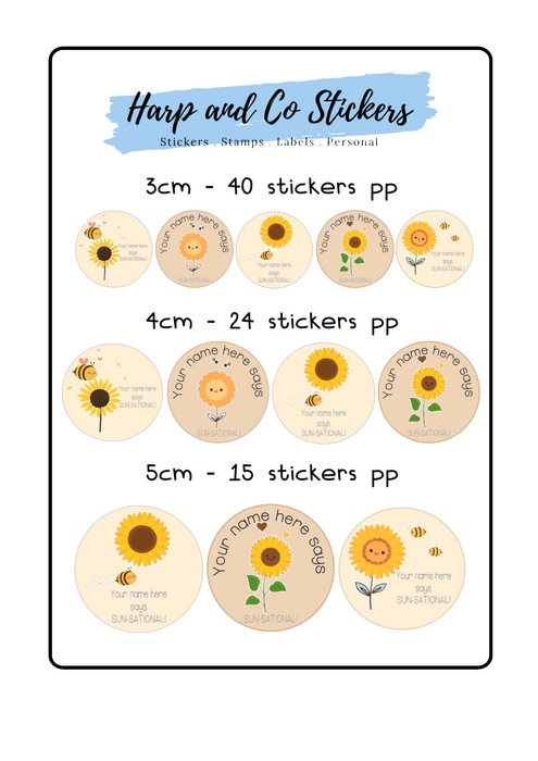 Personalised stickers - Sunflowers