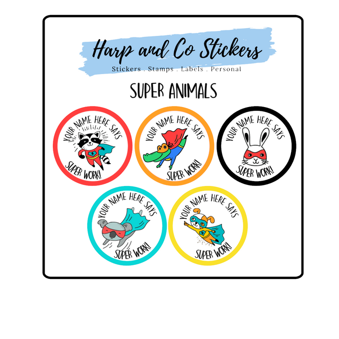 Personalised stickers - Super Animals