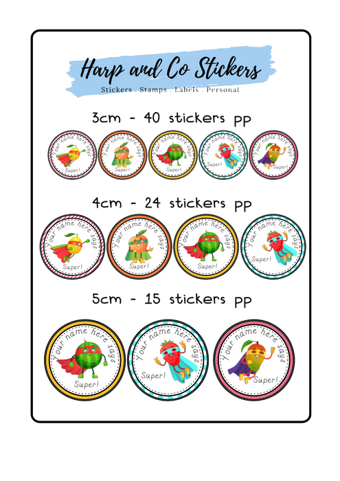Personalised stickers - Super Fruits