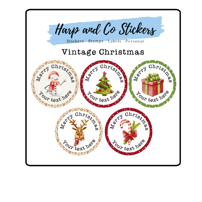 Personalised stickers - Vintage Christmas