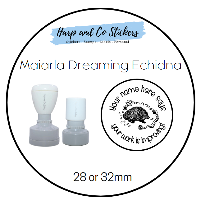 28 or 32mm Personalised Merit Stamp - Maiarla Dreaming Echidna