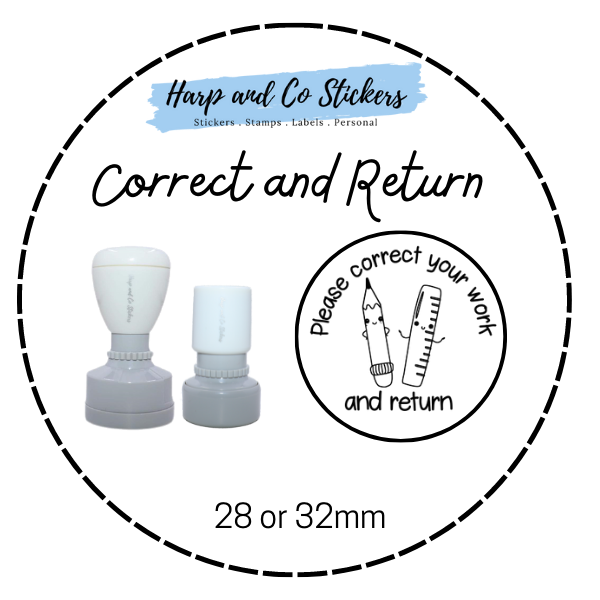 28 or 32mm Round Stamp - Correct and Return