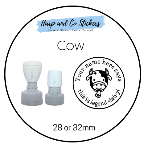 28 or 32mm Personalised Round Stamp - Cow
