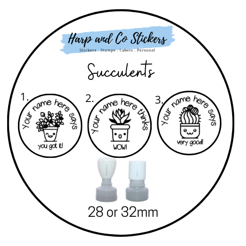 28 or 32mm Personalised Stamp Bundle - 3 Succulents stamps