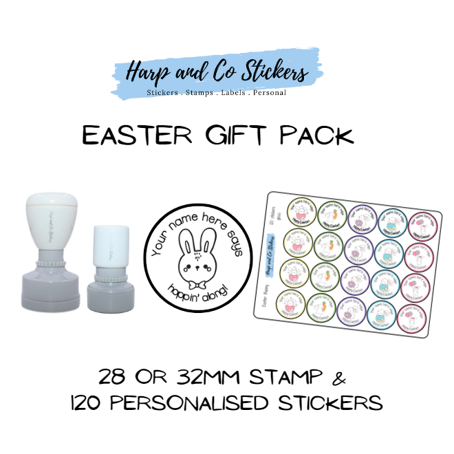 Gift Pack 28 or 32mm Stamp + 120 Stickers - Easter