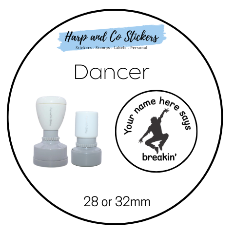 28 or 32mm Personalised Round Stamp - Dancer