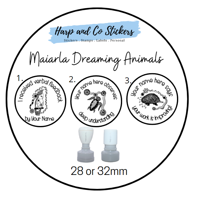 28 or 32mm Personalised Stamp Bundle -  3 Maiarla Dreaming Animals Stamps