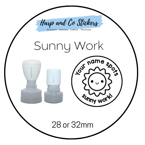 28 or 32mm Personalised Merit Stamp - Sunny Work