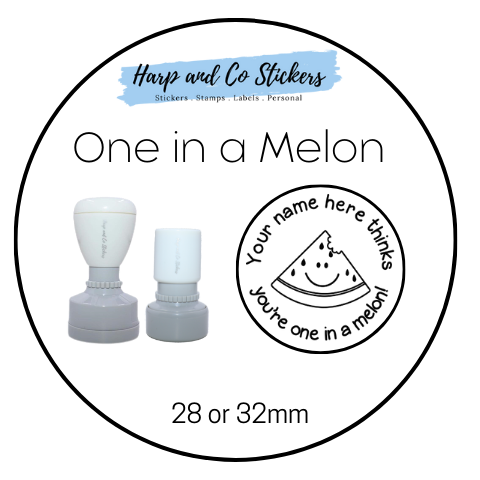 28 or 32mm Personalised Round Stamp - One in a Melon
