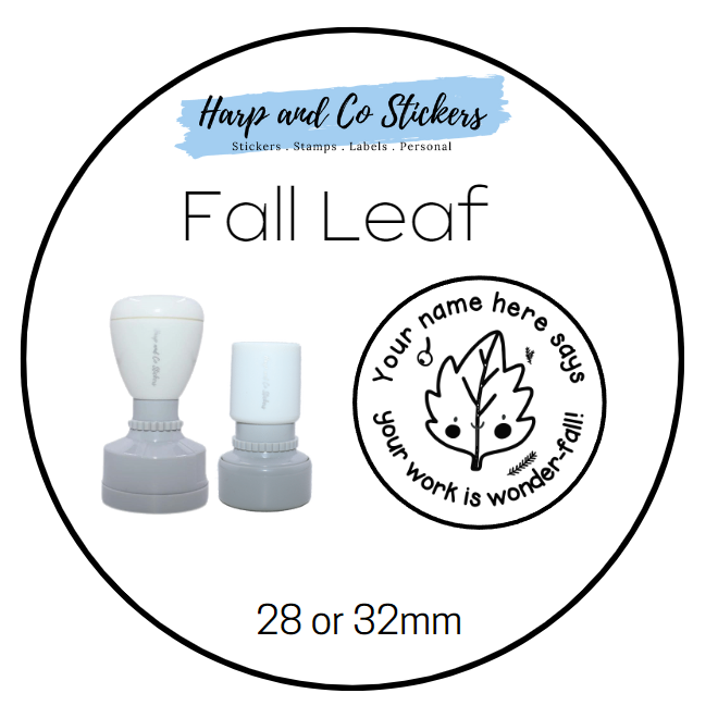 28 or 32mm Personalised Merit Stamp - Fall Leaf