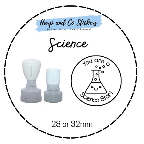 28 or 32mm Round Stamp - Science Star