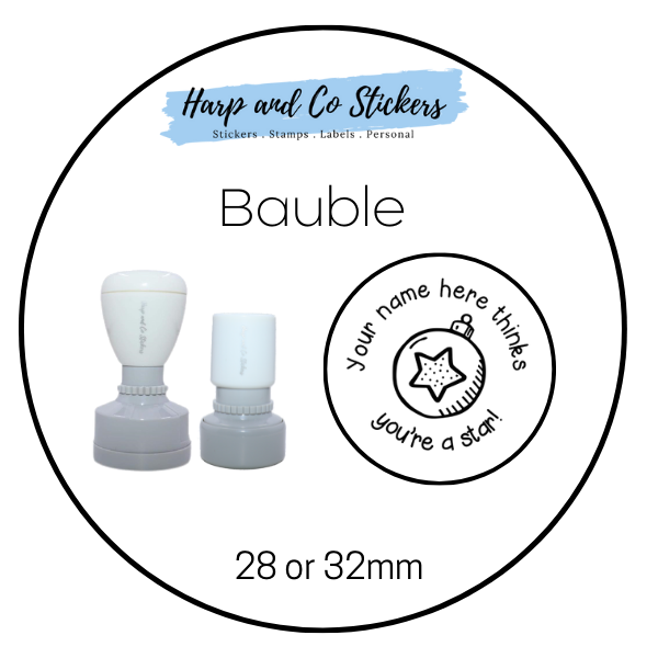 28 or 32mm Personalised Merit Stamp - Bauble