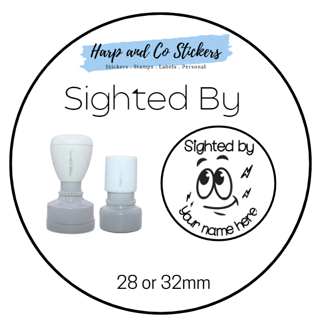 28 or 32mm Personalised Merit Stamp - Sighted By