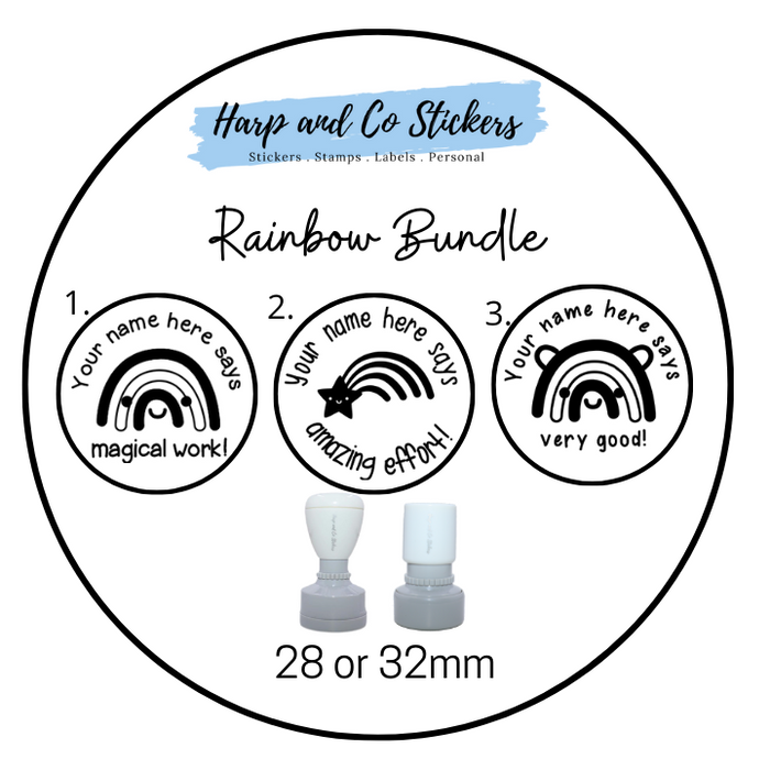 28 or 32mm Personalised Stamp Bundle - 3 Rainbow stamps