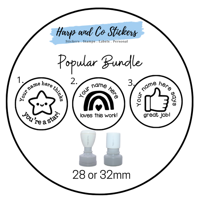 28 or 32mm Personalised Stamp Bundle - 3 Popular Stamps