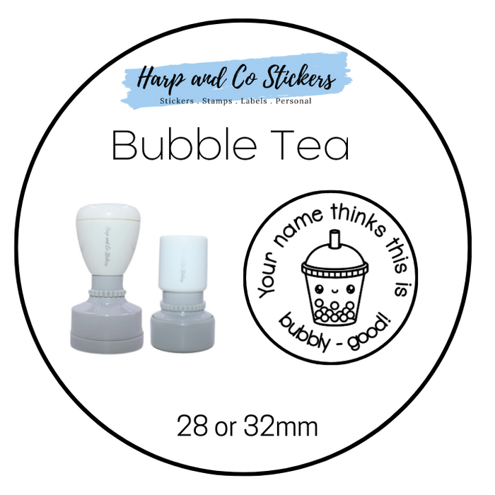 28 or 32mm Personalised Round Stamp - *Bubble Tea* - Great for the classroom!