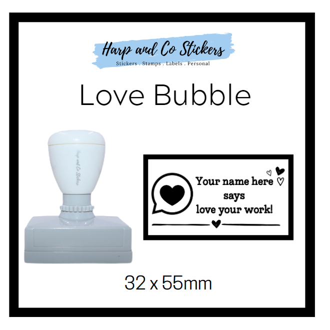 Personalised Rectangle 32 x 55mm stamp - Love Bubble