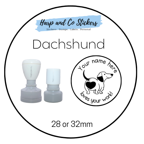 28 or 32mm Personalised Round Stamp - Dachshund