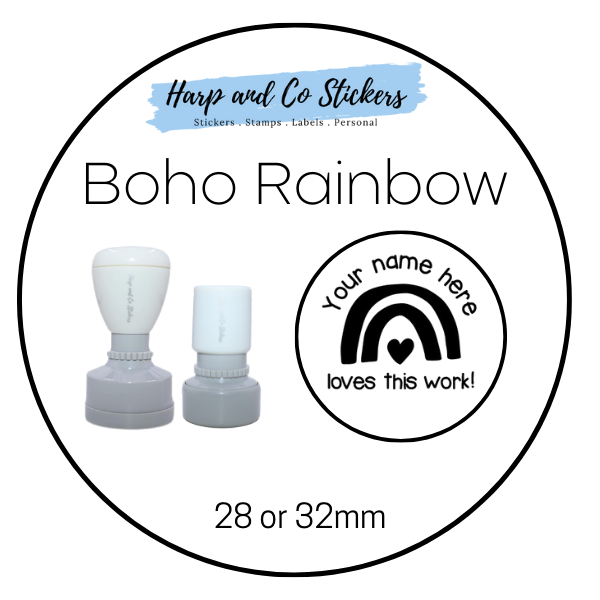 28 or 32mm Personalised Merit Stamp - Boho Rainbow