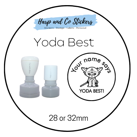 28 or 32mm Personalised Round Stamp - *Yoda Best* - Great for the classroom!