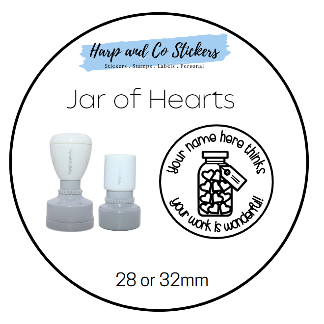 28 or 32mm Personalised Merit Stamp -Jar of Hearts